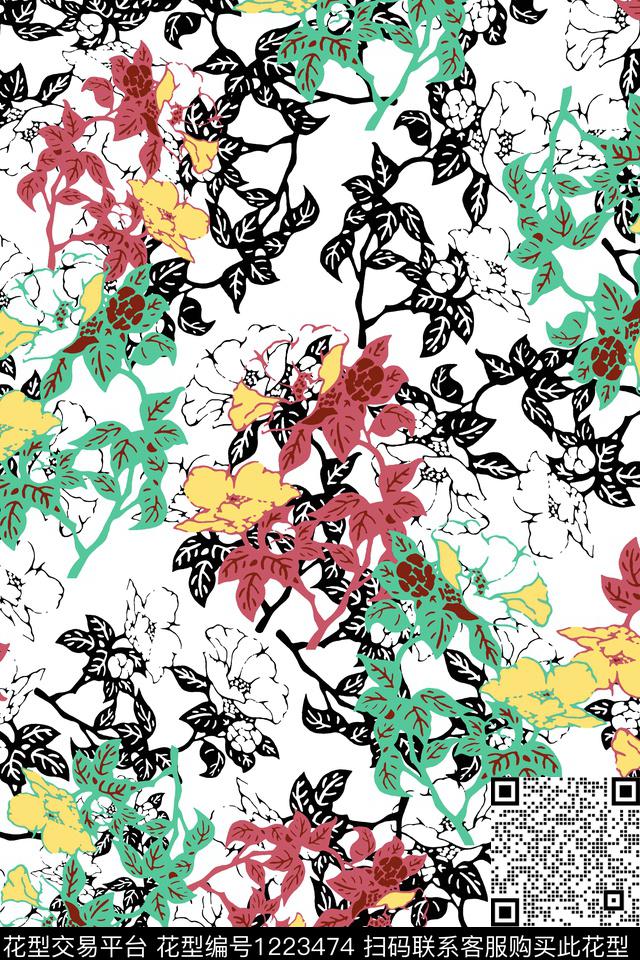 179.jpg - 1223474 - 抽象 花卉 小碎花 - 传统印花花型 － 女装花型设计 － 瓦栏