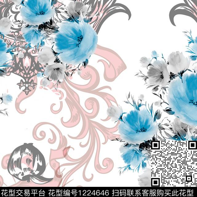 190621.jpg - 1224646 - 少女 抽象花卉 手绘大花 - 数码印花花型 － 女装花型设计 － 瓦栏