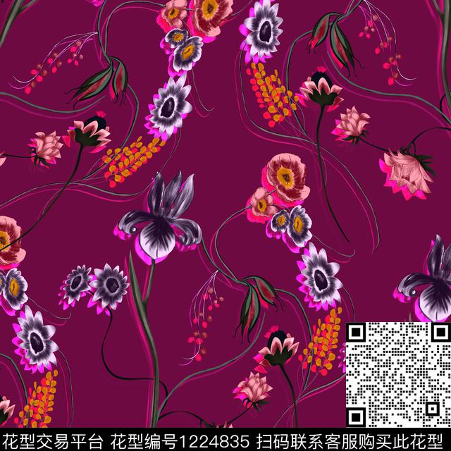 201906212240.jpg - 1224835 - 抽象花卉 线条 数码花型 - 数码印花花型 － 女装花型设计 － 瓦栏