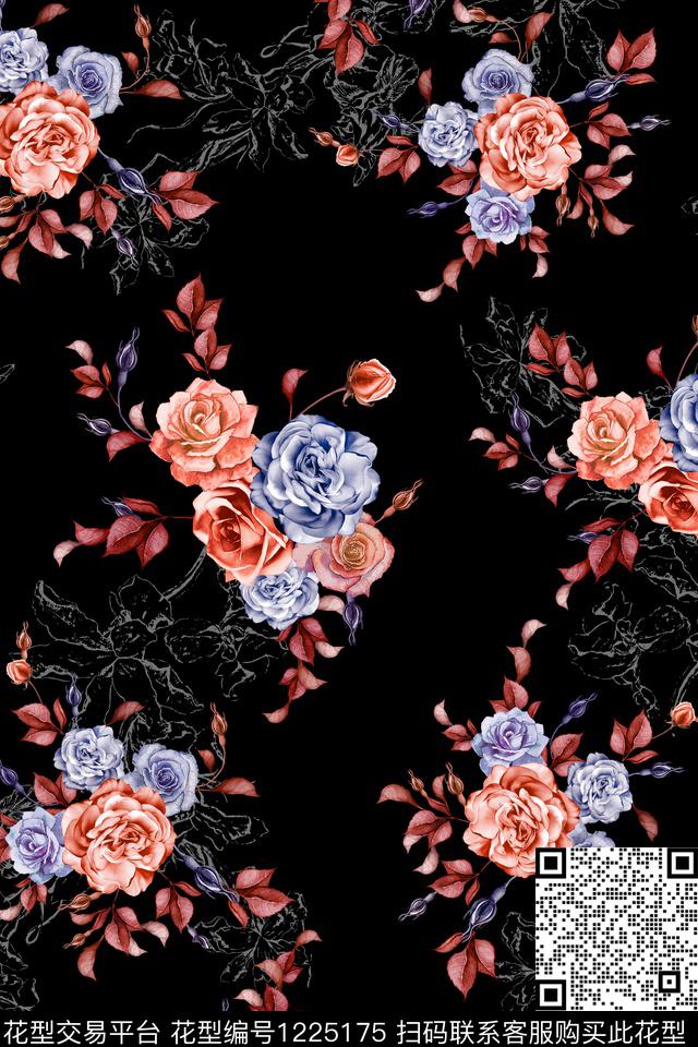 A19006.jpg - 1225175 - 大牌风 花卉 数码花型 - 数码印花花型 － 女装花型设计 － 瓦栏