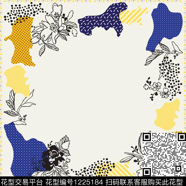 9.jpg - 1225184 - 抽象花卉 春夏花型 扎染花型 - 传统印花花型 － 方巾花型设计 － 瓦栏