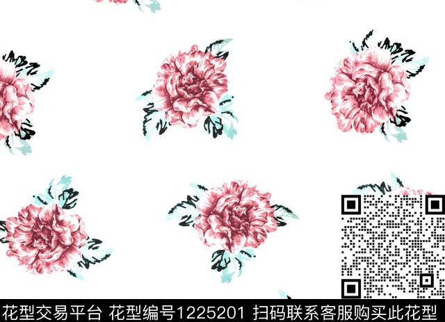 136.jpg - 1225201 - 传统花型 花卉 水彩花卉 - 传统印花花型 － 女装花型设计 － 瓦栏