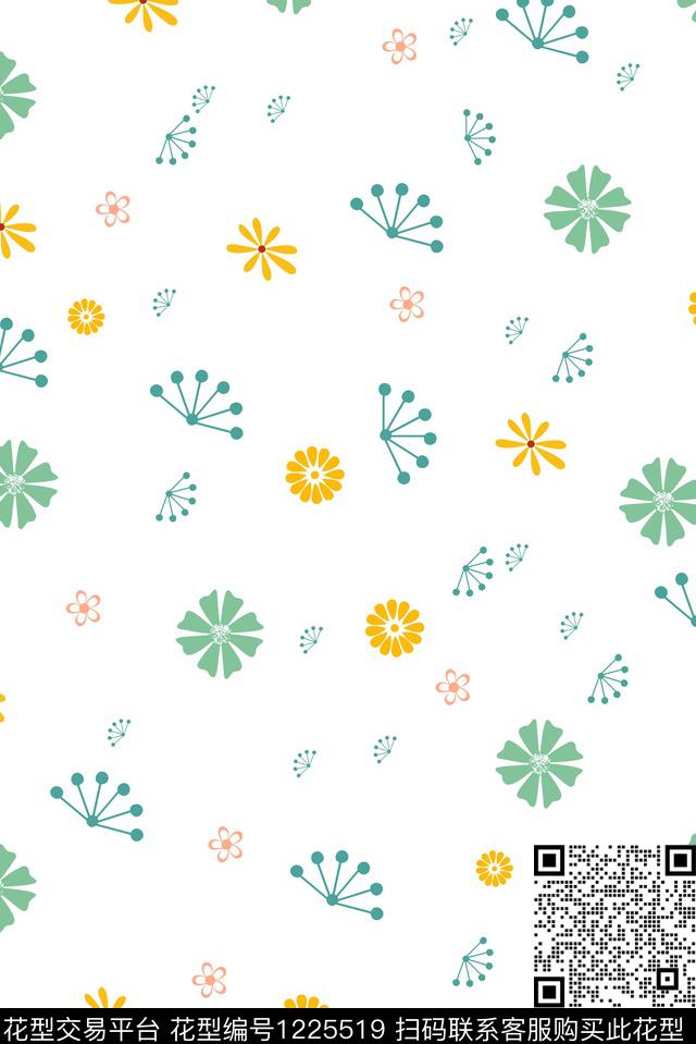 20190618花型设计-8.jpg - 1225519 - 少女 春夏花型 文艺 - 传统印花花型 － 女装花型设计 － 瓦栏