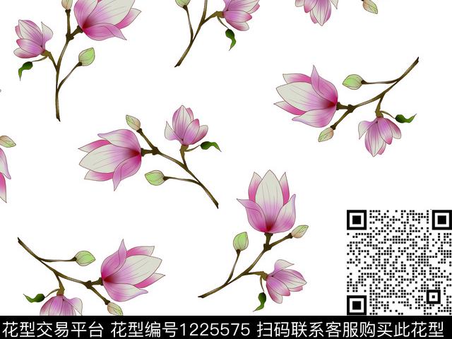 190638-1.jpg - 1225575 - 木棉花 电子花卉 清爽花底 - 数码印花花型 － 女装花型设计 － 瓦栏