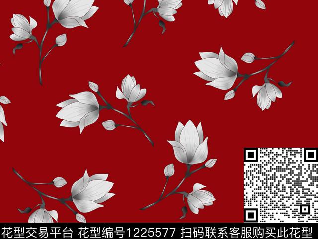 190638-3.jpg - 1225577 - 木棉花 电子花卉 清爽花底 - 数码印花花型 － 女装花型设计 － 瓦栏