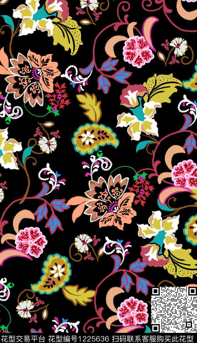 5503.jpg - 1225636 - 花卉 民族风 刺绣纹样 - 传统印花花型 － 女装花型设计 － 瓦栏