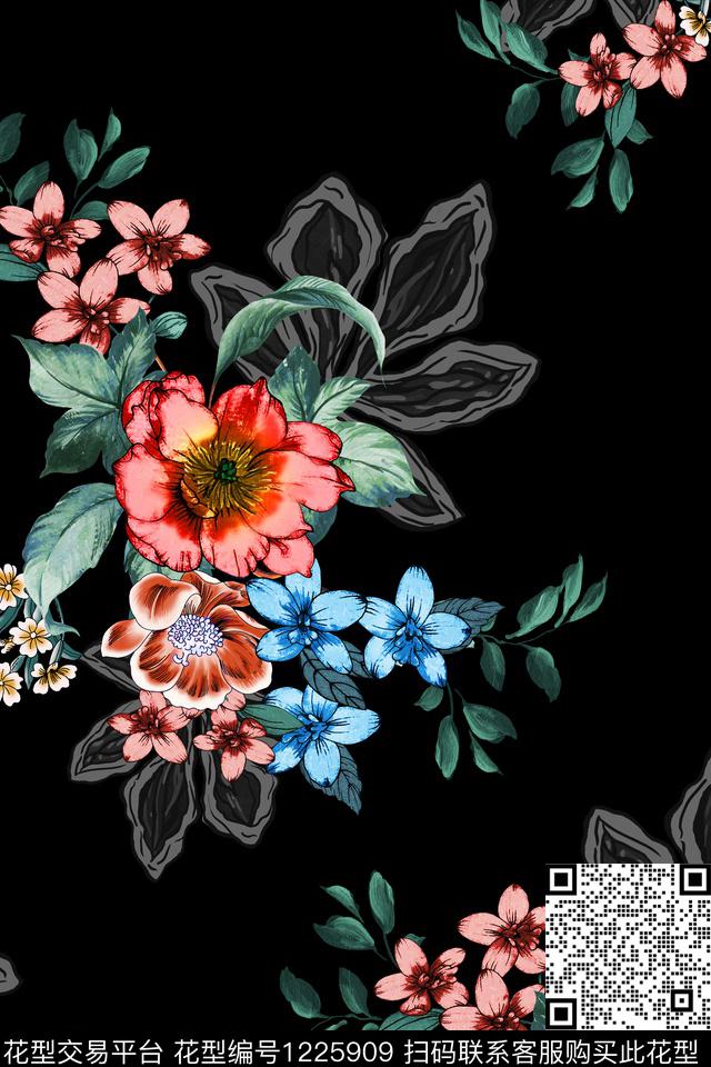 A19009.jpg - 1225909 - 大牌风 花卉 数码花型 - 数码印花花型 － 女装花型设计 － 瓦栏
