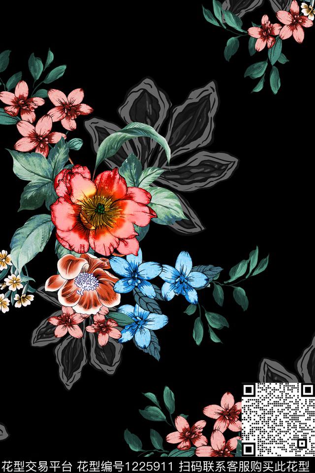 A19009.jpg - 1225911 - 大牌风 花卉 数码花型 - 数码印花花型 － 女装花型设计 － 瓦栏