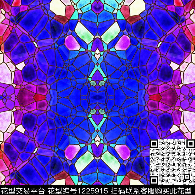 190641-1.jpg - 1225915 - 琉璃 色格子 晶莹剔透 - 数码印花花型 － 女装花型设计 － 瓦栏