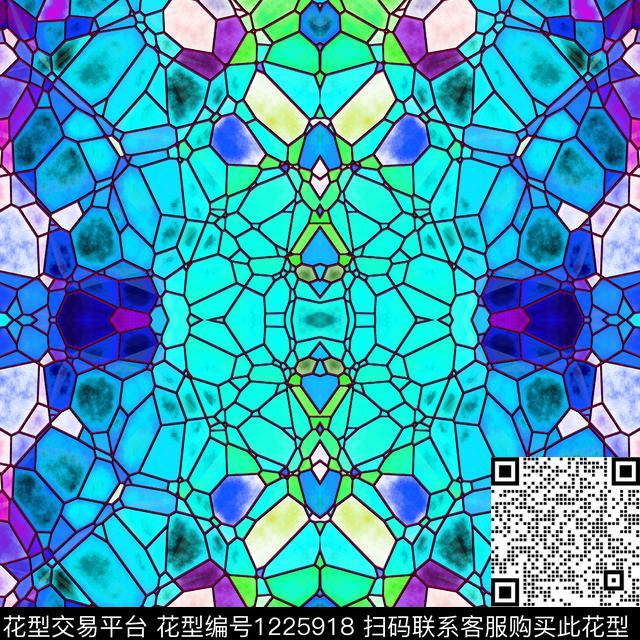 190641-2.jpg - 1225918 - 琉璃 色格子 晶莹剔透 - 数码印花花型 － 女装花型设计 － 瓦栏