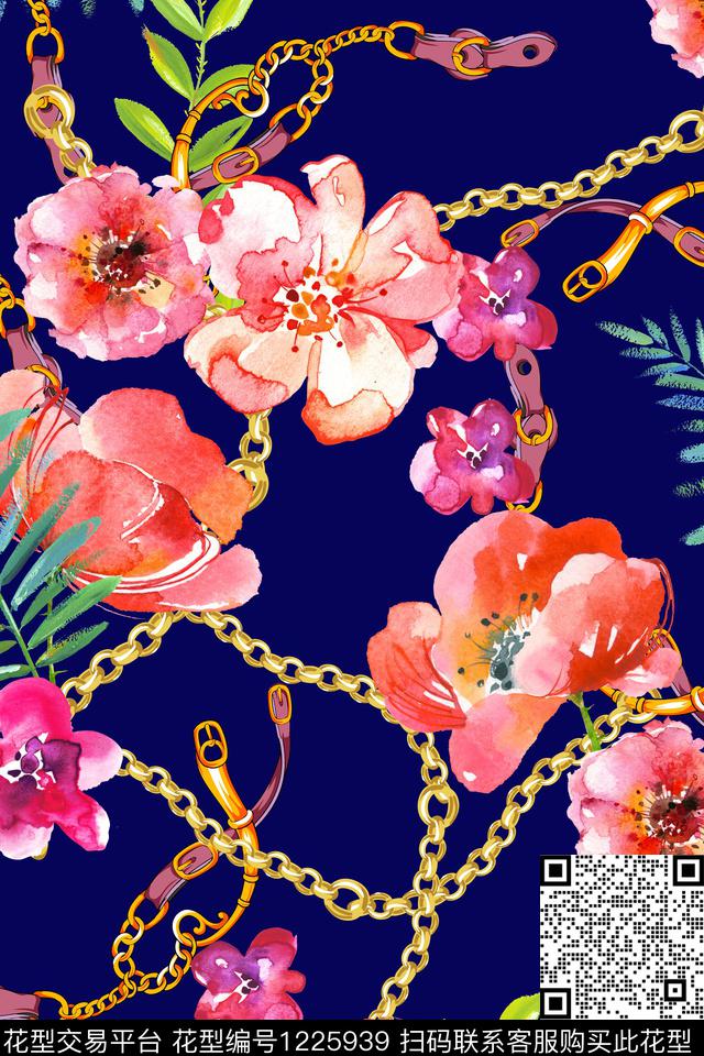 蓝--2019-06-25-A1.jpg - 1225939 - 大花 花卉 泳装 - 数码印花花型 － 女装花型设计 － 瓦栏