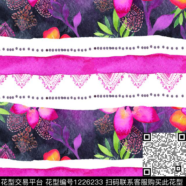 190642-1.jpg - 1226233 - 水彩花卉 民族风 优雅花卉 - 数码印花花型 － 女装花型设计 － 瓦栏