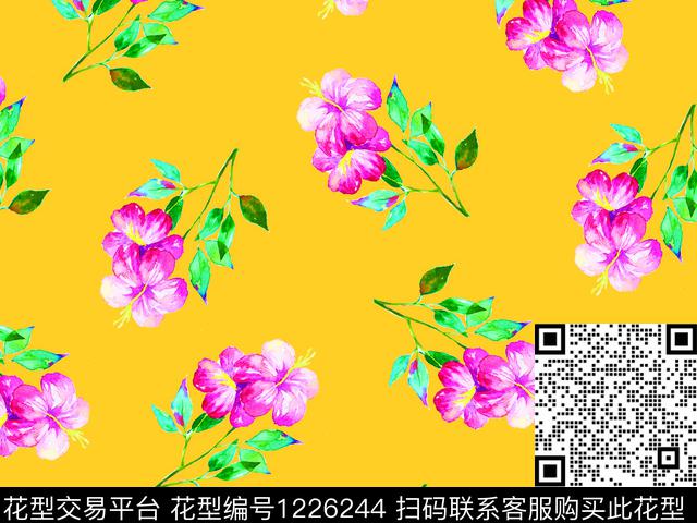 190645-3.jpg - 1226244 - 水彩花卉 颜色亮丽 漂亮 - 数码印花花型 － 女装花型设计 － 瓦栏