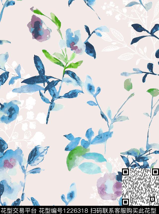 WL-20190625-3.jpg - 1226318 - 时尚 绿植树叶 花卉 - 传统印花花型 － 女装花型设计 － 瓦栏