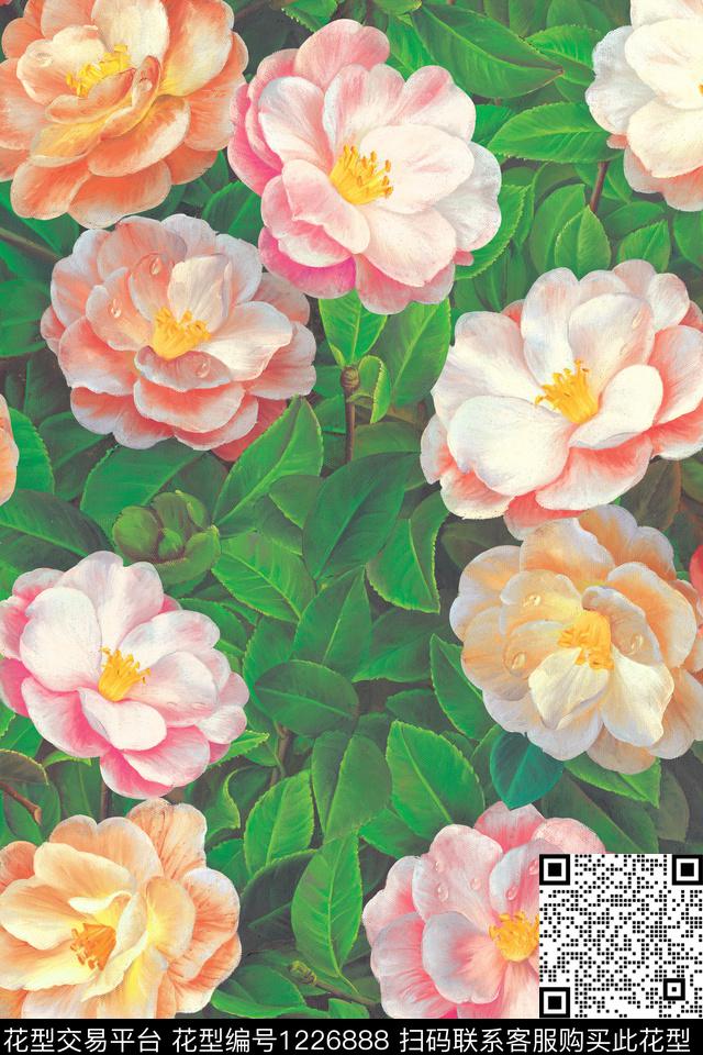 叶中花-分层.jpg - 1226888 - 数码花型 植物 1/2接 - 数码印花花型 － 女装花型设计 － 瓦栏