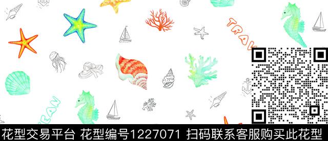 卡通海洋生物.jpg - 1227071 - 字母 卡通 小清新 - 数码印花花型 － 女装花型设计 － 瓦栏