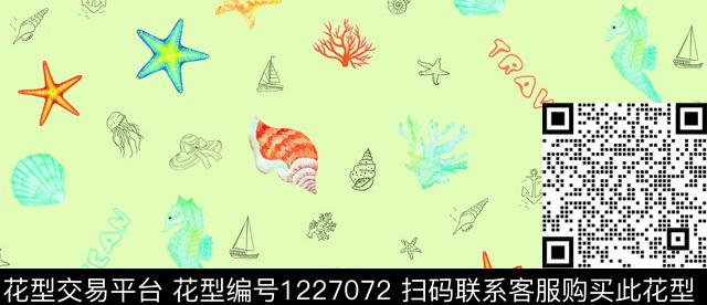 卡通海洋生物1.tif - 1227072 - 字母 卡通 小清新 - 数码印花花型 － 女装花型设计 － 瓦栏