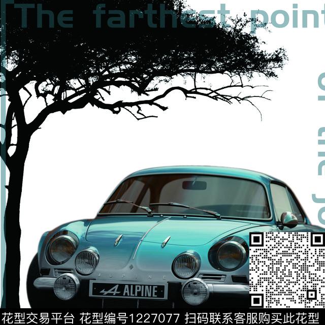 树和汽车.jpg - 1227077 - 男装 汽车 树 - 数码印花花型 － 男装花型设计 － 瓦栏