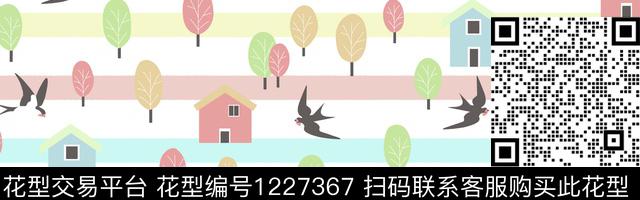 小树卡通1.tif - 1227367 - 建筑 动物 绿植树叶 - 传统印花花型 － 童装花型设计 － 瓦栏