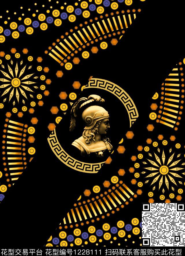 0328.jpg - 1228111 - 时尚流行 手绘金属几何 宝石复古石膏像 - 数码印花花型 － 男装花型设计 － 瓦栏