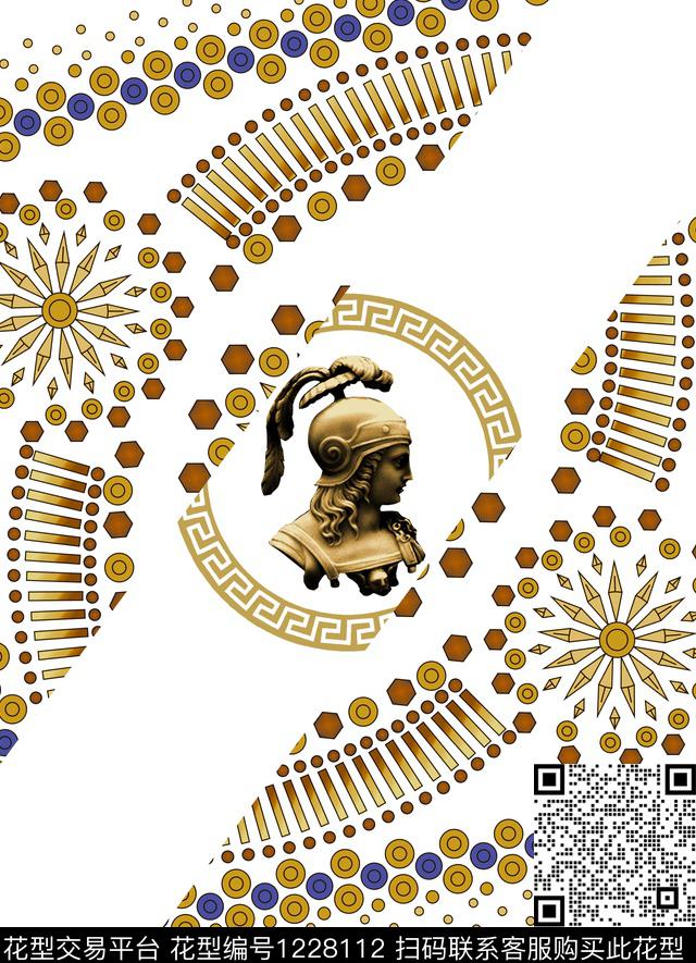 0328-1.jpg - 1228112 - 时尚流行 手绘金属几何 宝石复古石膏像 - 数码印花花型 － 男装花型设计 － 瓦栏