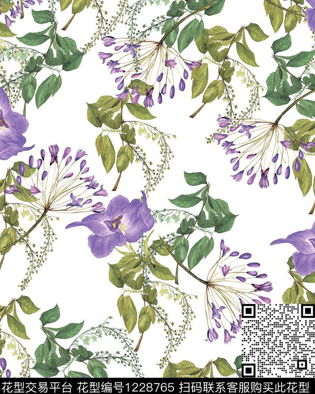 大牌风花卉潮牌数码印花花型下载（图片编号: 1228765） - 瓦栏（Walan）