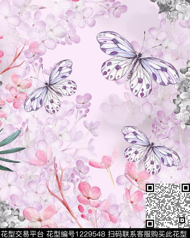 fen.jpg - 1229548 - 大牌风 春夏花型 花卉 - 数码印花花型 － 女装花型设计 － 瓦栏