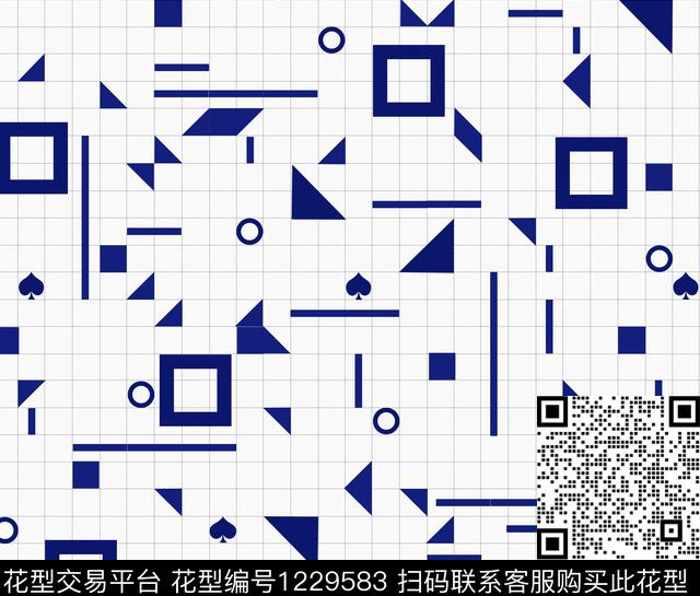 大牌风几何潮牌传统印花花型下载（图片编号: 1229583） - 瓦栏（Walan）