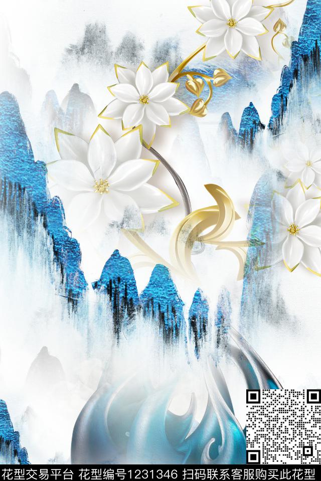 花型设计-35.jpg - 1231346 - 风景景观 素雅 中国 - 数码印花花型 － 女装花型设计 － 瓦栏