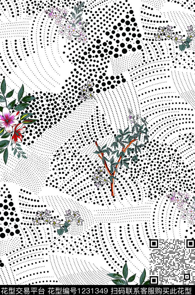 157.jpg - 1231349 - 大牌风 波点 花卉 - 传统印花花型 － 女装花型设计 － 瓦栏