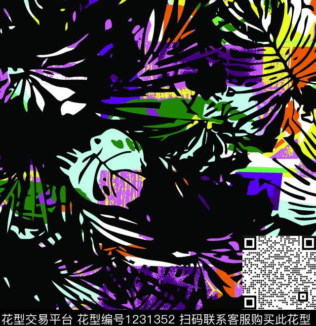 158.jpg - 1231352 - 沙滩裤 热带花型 绿植树叶 - 传统印花花型 － 女装花型设计 － 瓦栏