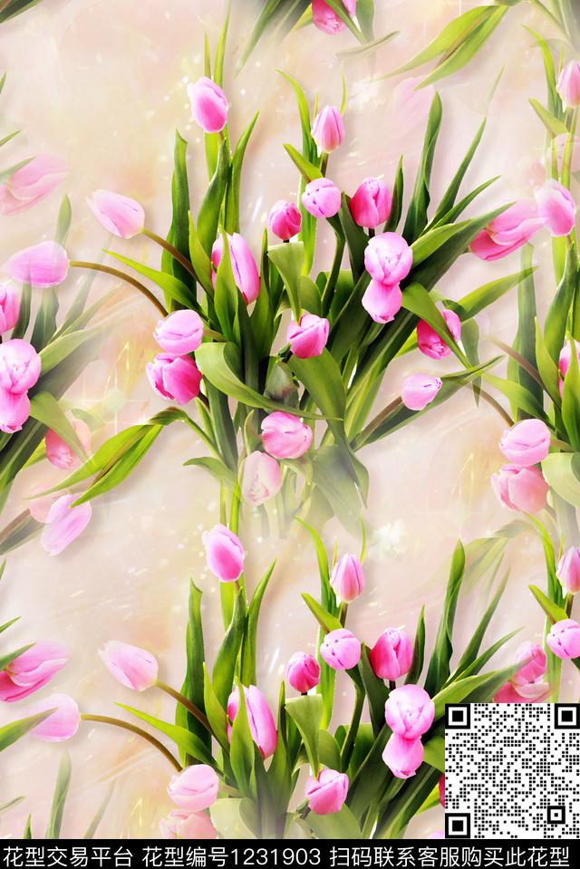 花型设计-37.jpg - 1231903 - 水彩花卉 春夏花型 花卉 - 数码印花花型 － 女装花型设计 － 瓦栏