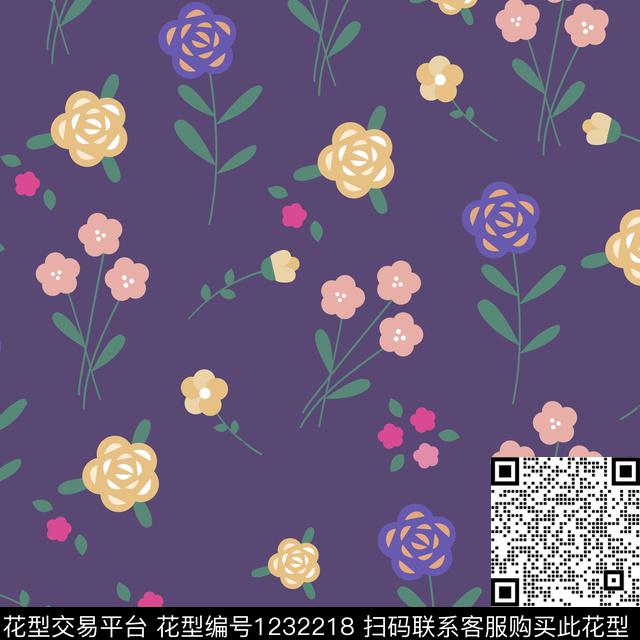 hhsj10.jpg - 1232218 - 少女 女装 紫薇花 - 传统印花花型 － 女装花型设计 － 瓦栏