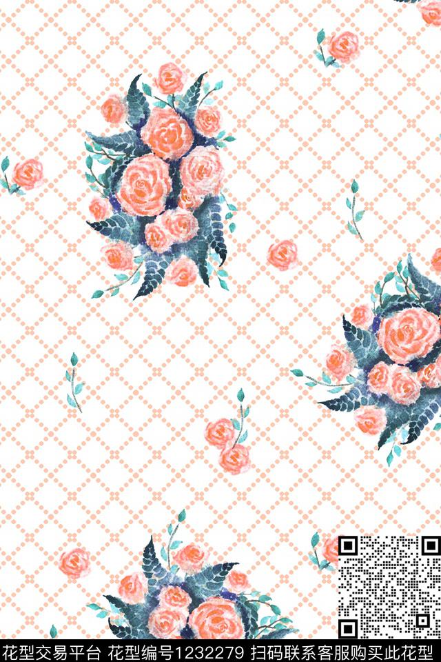 3、手稿转4.jpg - 1232279 - 水彩 手绘 花卉 - 数码印花花型 － 床品花型设计 － 瓦栏