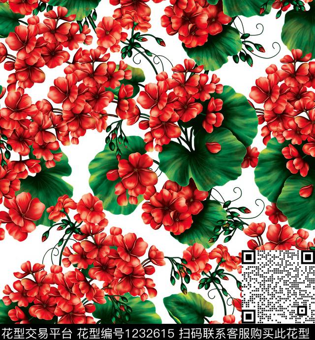 百合大牌风小碎花数码印花花型下载（图片编号: 1232615） - 瓦栏（Walan）