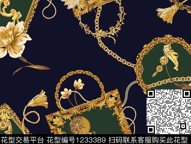 链条欧式相框欧式雕塑数码印花花型下载（图片编号: 1233389） - 瓦栏（Walan）