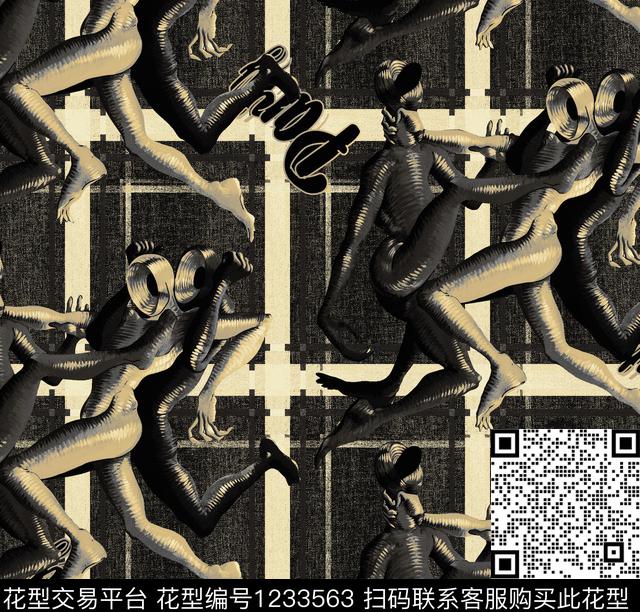 大牌风字母格子数码印花花型下载（图片编号: 1233563） - 瓦栏（Walan）
