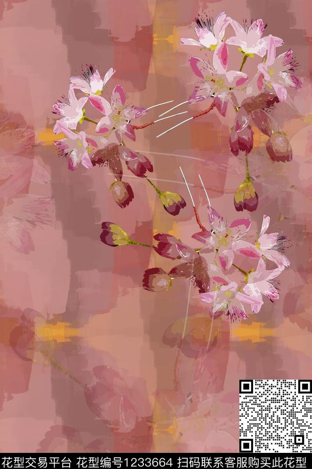 190723-局部印花-3-00.jpg - 1233664 - 手绘线条笔触 迷彩图案 植物 - 数码印花花型 － 女装花型设计 － 瓦栏