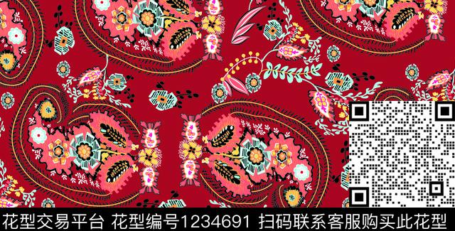 1.jpg - 1234691 - 民族风 佩斯利 花纹 - 传统印花花型 － 女装花型设计 － 瓦栏