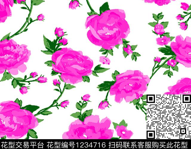 2.jpg - 1234716 - 小碎花 玫瑰花 花纹 - 传统印花花型 － 女装花型设计 － 瓦栏
