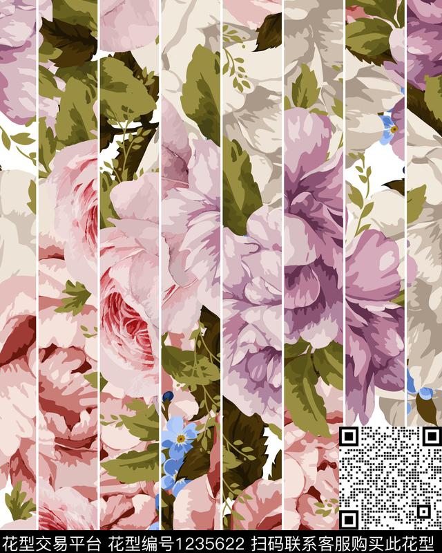 花卉大花女装数码印花花型下载（图片编号: 1235622） - 瓦栏（Walan）