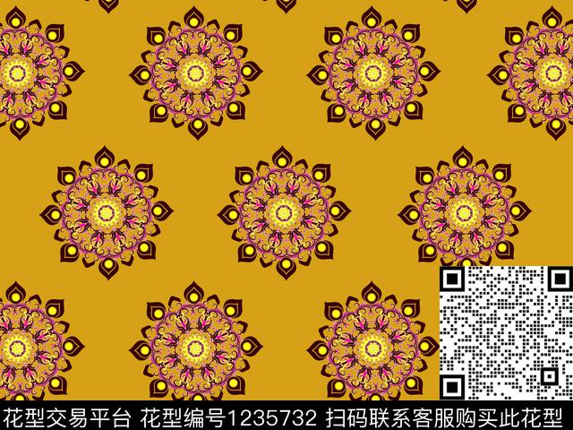190735-3.jpg - 1235732 - 民族花卉 规则排列 圆形花卉 - 传统印花花型 － 女装花型设计 － 瓦栏