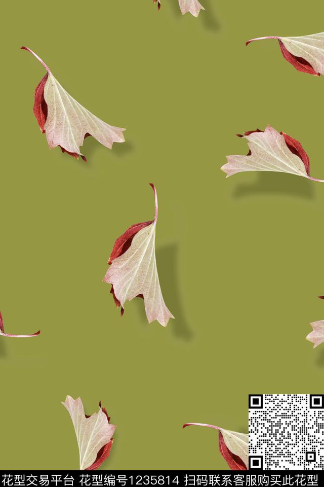 MH0667377.jpg - 1235814 - 绿植树叶 满版散花 小碎花 - 数码印花花型 － 女装花型设计 － 瓦栏