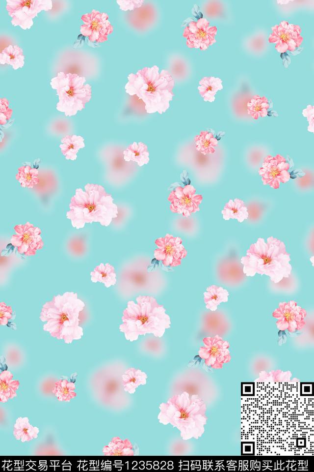 MH0686142.jpg - 1235828 - 数码花型 花卉 春夏花型 - 数码印花花型 － 女装花型设计 － 瓦栏