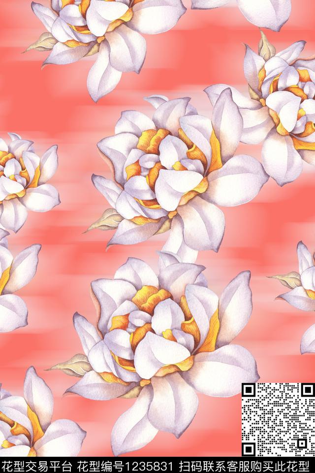 MH0686158.jpg - 1235831 - 数码花型 花卉 春夏花型 - 数码印花花型 － 女装花型设计 － 瓦栏