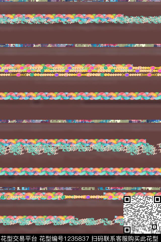 MH0686191.jpg - 1235837 - 几何 撞色 传统花型 - 数码印花花型 － 女装花型设计 － 瓦栏