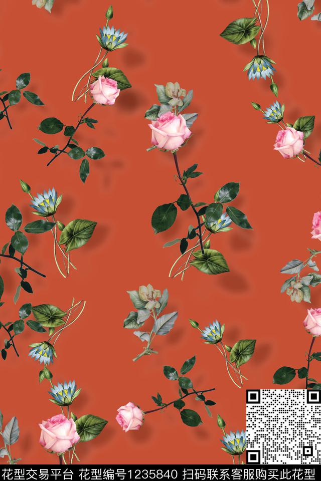 MH0686195.jpg - 1235840 - 小碎花 数码花型 花卉 - 数码印花花型 － 女装花型设计 － 瓦栏