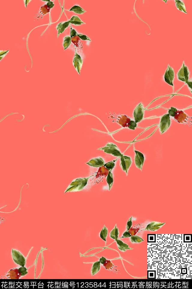 MH0686217.jpg - 1235844 - 水彩花卉 数码花型 花卉 - 数码印花花型 － 女装花型设计 － 瓦栏