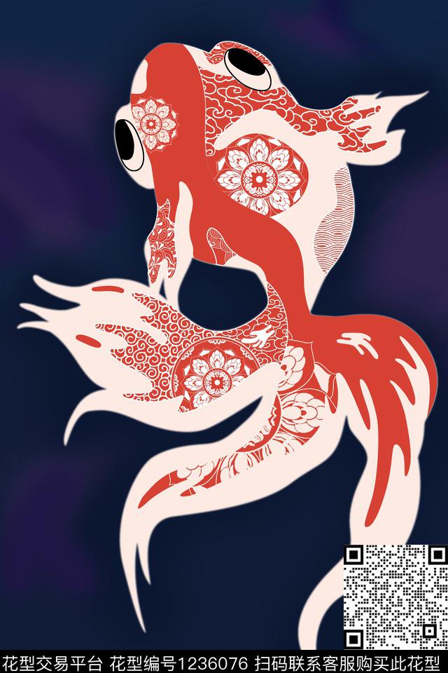 金鱼6.jpg - 1236076 - 日本 鱼 动物 - 数码印花花型 － 女装花型设计 － 瓦栏