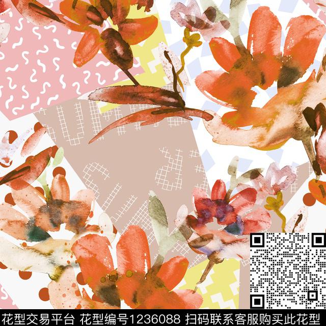 qwe20190722B.jpg - 1236088 - 数码花型 女装 花卉 - 数码印花花型 － 女装花型设计 － 瓦栏